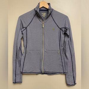 Lilly Pulitzer Luxletic Kapri Striped Full Zip Sweater XS Navy & White